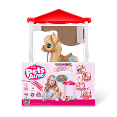 Pets Alive Stable offering a cozy home base for the pony’s daily play routine.