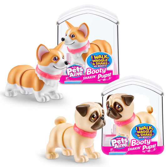 Pets Alive Booty Shakin' Pups walking action for interactive play.