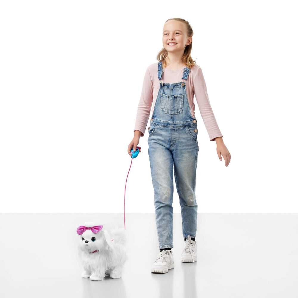 Pets Alive Lil' Paw Paw pink bow and collar add fashion-forward detail.