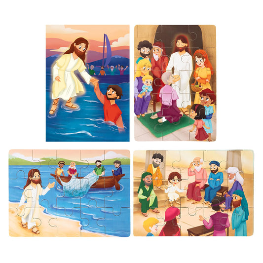 Peyo Pals Bible Puzzles: Jesus in the Temple image sparks curiosity and faith exploration.