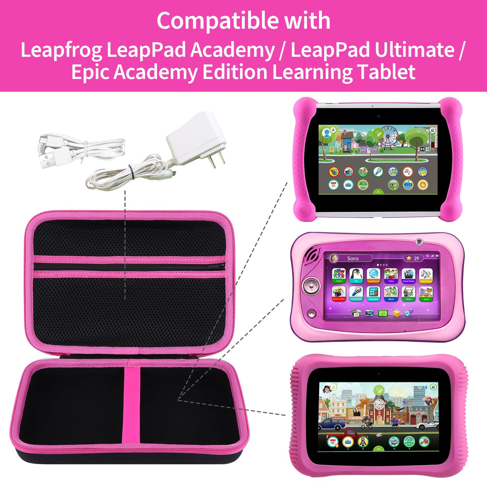 Peyyargo LeapPad Academy case open interior with soft velvet lining