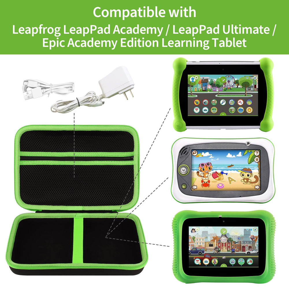 Peyyargo LeapPad storage case top mesh pocket stores cables neatly