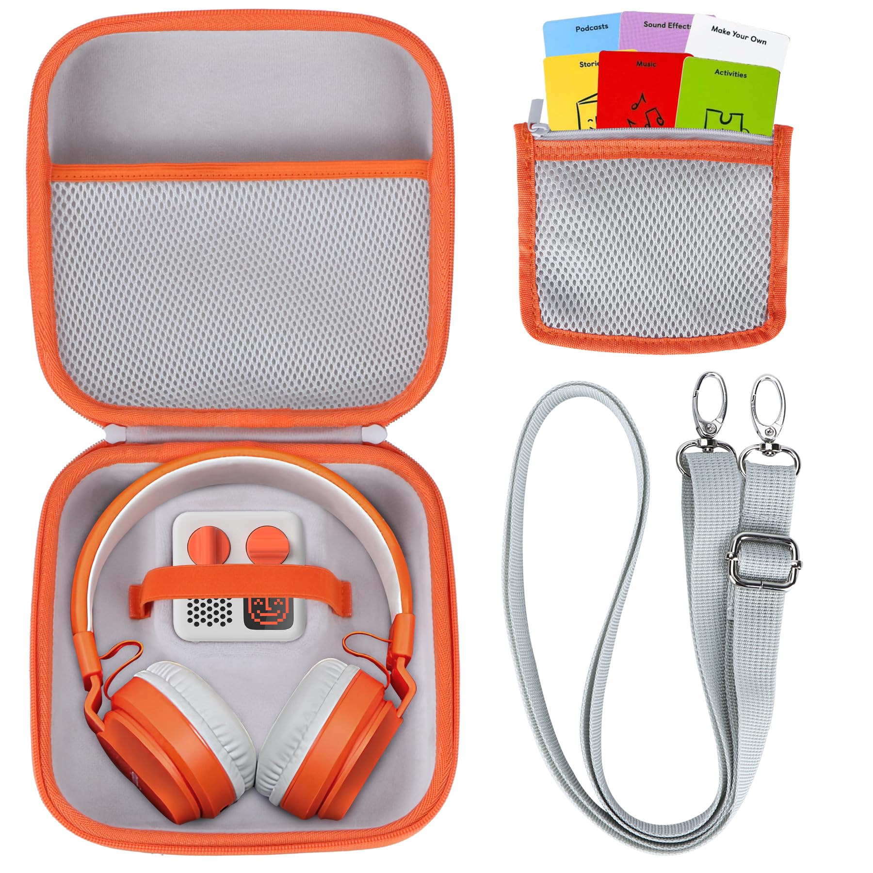 Peyyargo Yoto Mini case open showing organized interior and card slots.