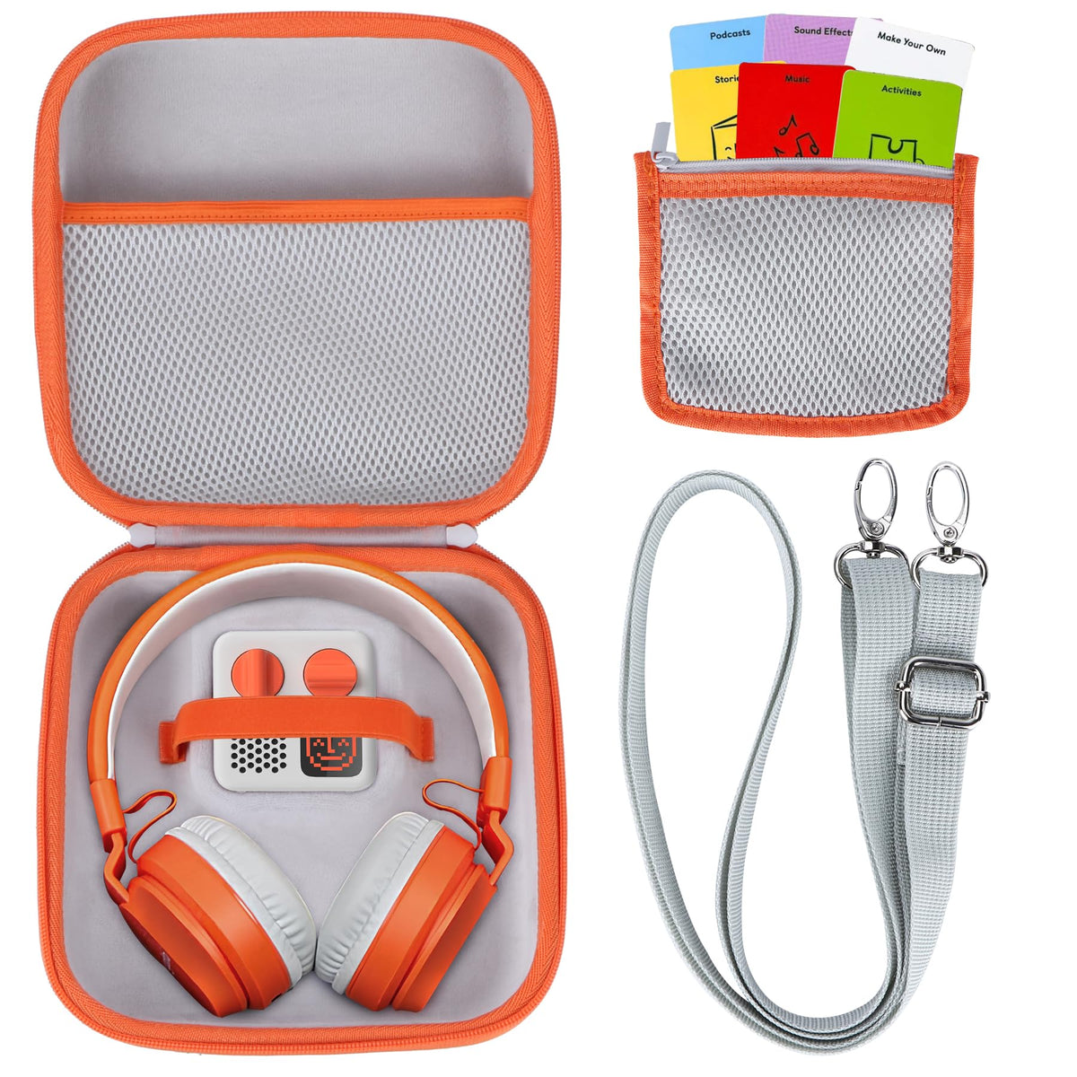 Peyyargo Yoto Mini case open showing organized interior and card slots.