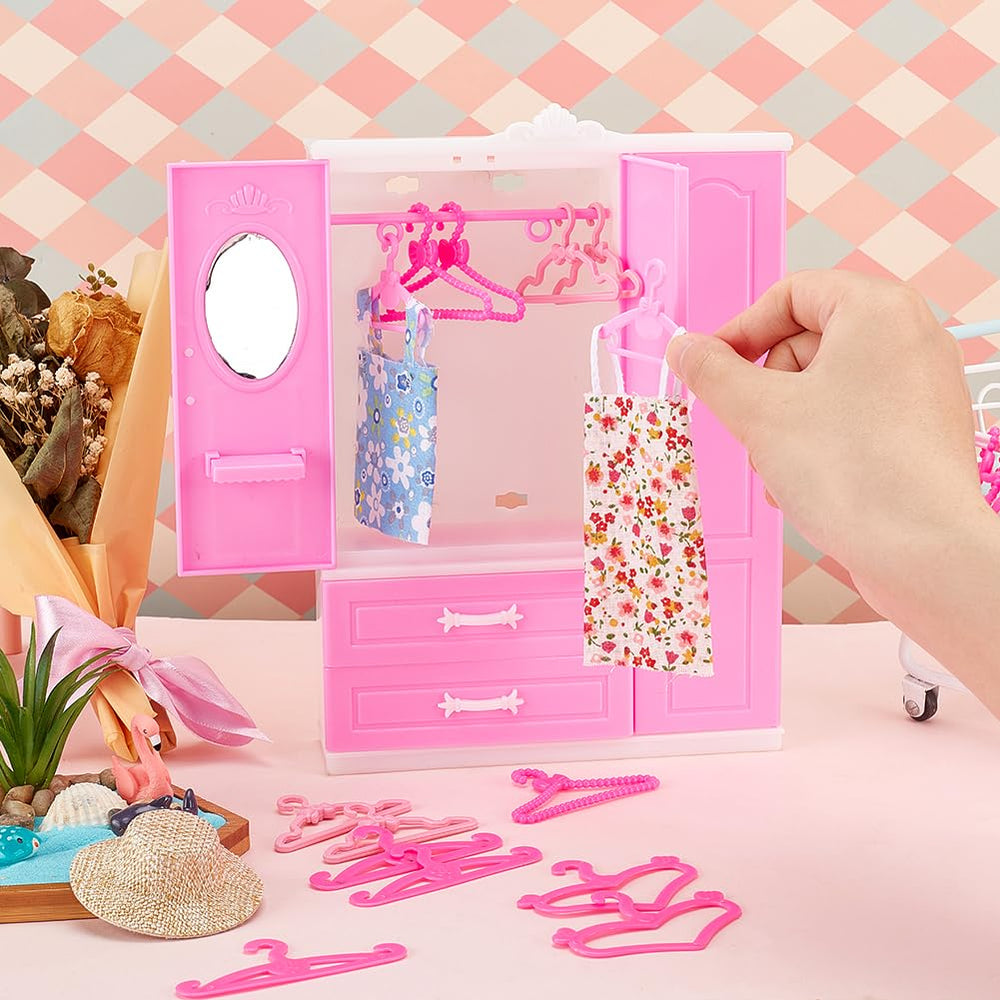 PH PandaHall pink mini wardrobe interior view showing hanger pole and holes