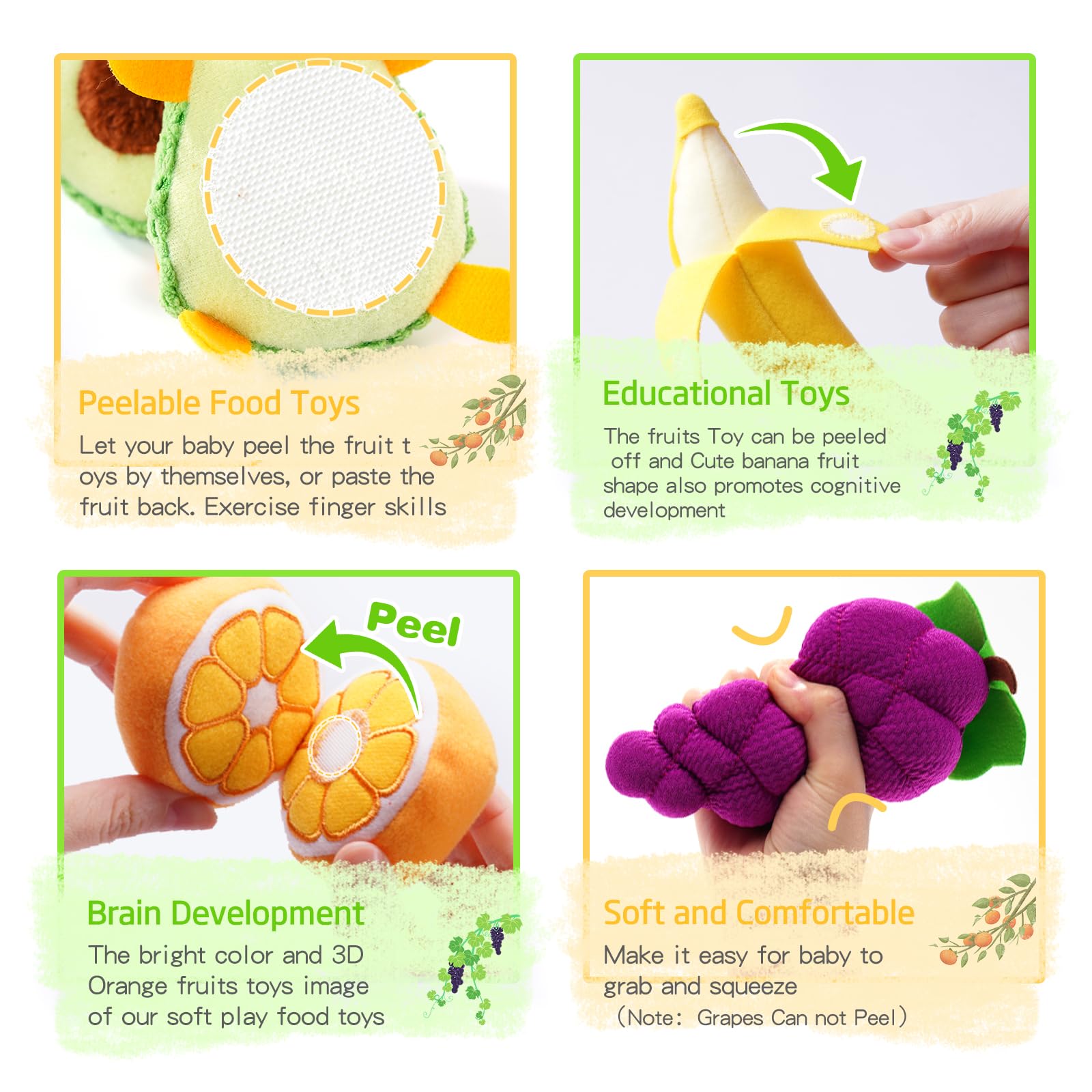 PHEZAPA detachable-handle fruit toy for on-the-go pretend shopping.