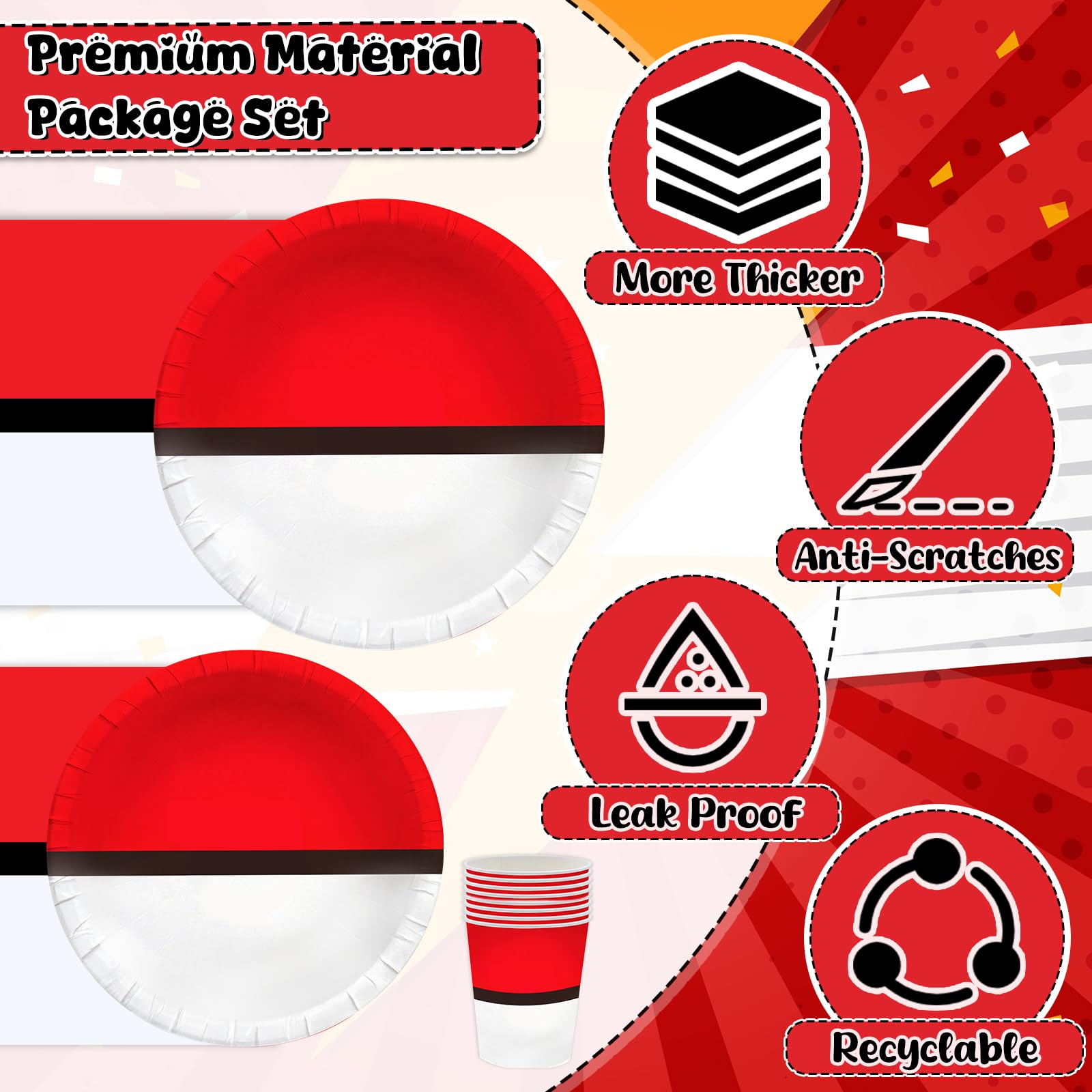 Phiemate cartoon birthday plates brighten tables and simplify serving.