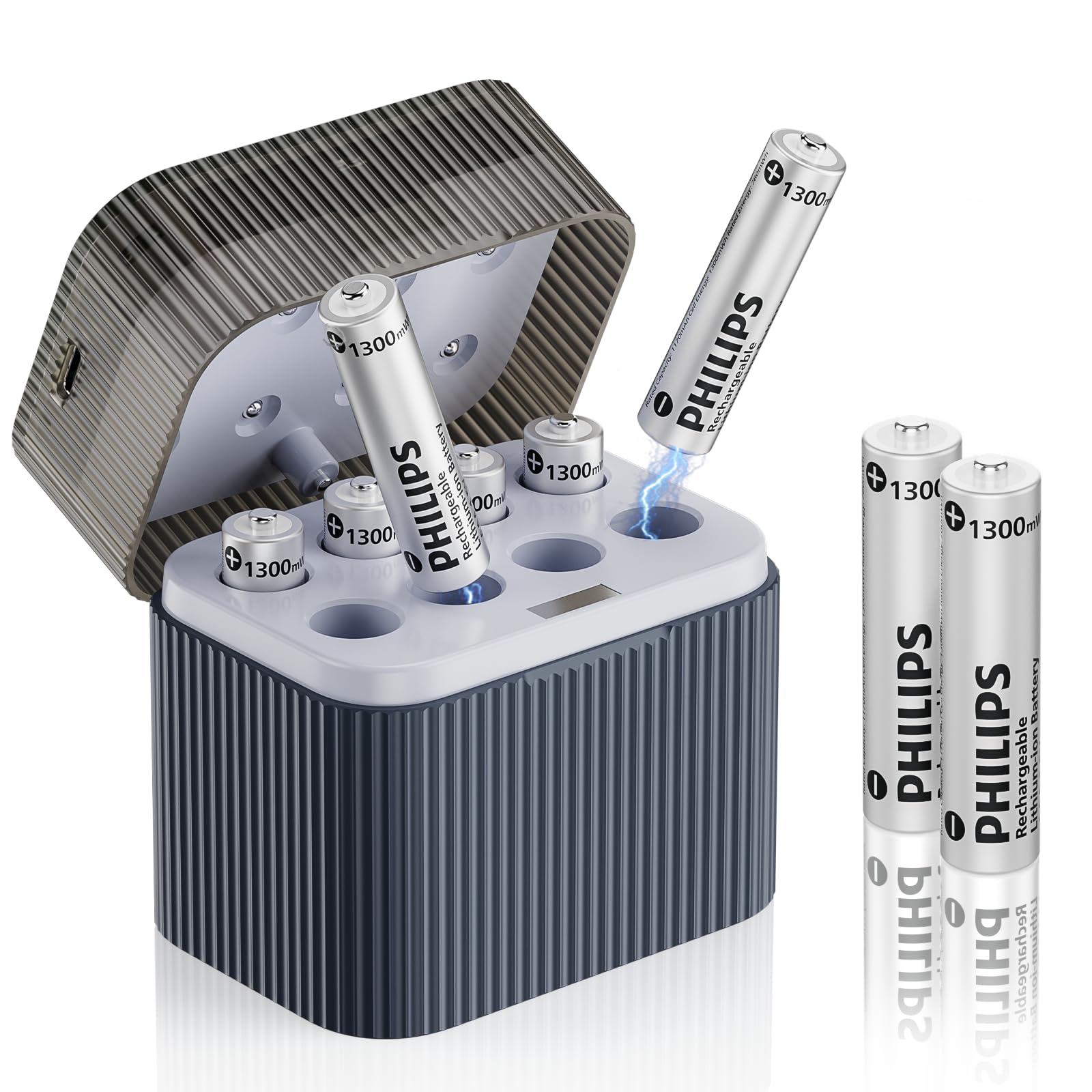 Philips AAA lithium batteries 8-pack front view highlighting high energy density for devices