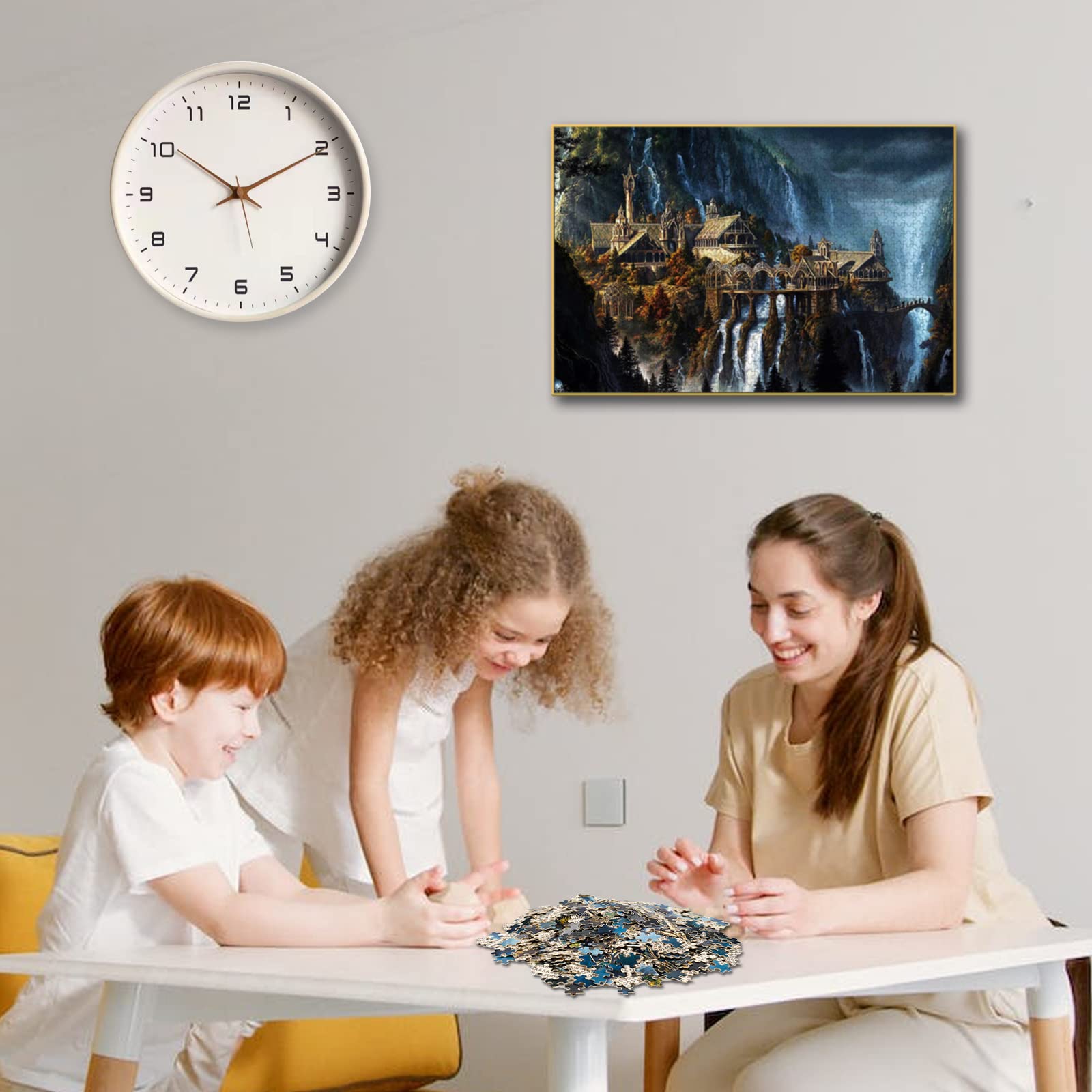 Phinli Lord of the Rings Waterfall Town detailed artwork for a captivating solving experience.