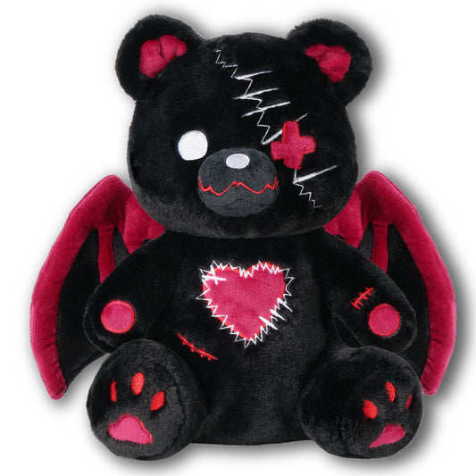 PHITECUS Emo Gothic Bear Plush with Wings ultra-soft texture for comforting hugs.