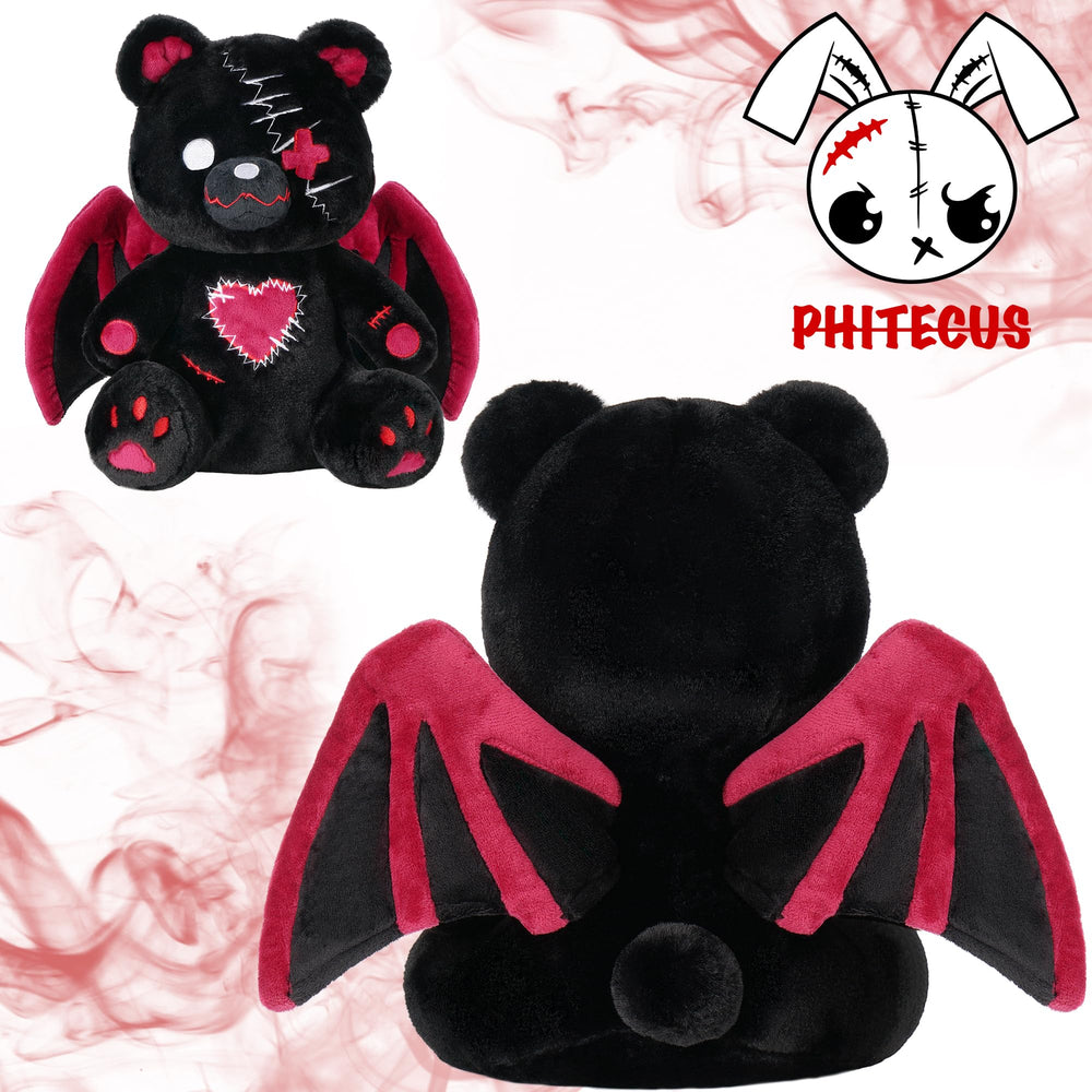 PHITECUS Emo Gothic Bear on a shelf, stylish gothic room decor.
