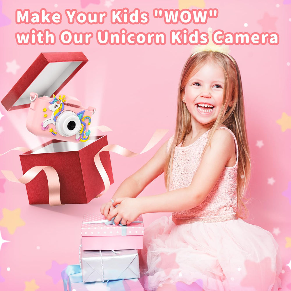 PHNIXGAM Pink Unicorn Kids Camera gift packaging ready