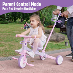 Phobby tricycle steering handle adjusts to different heights for growing kids.