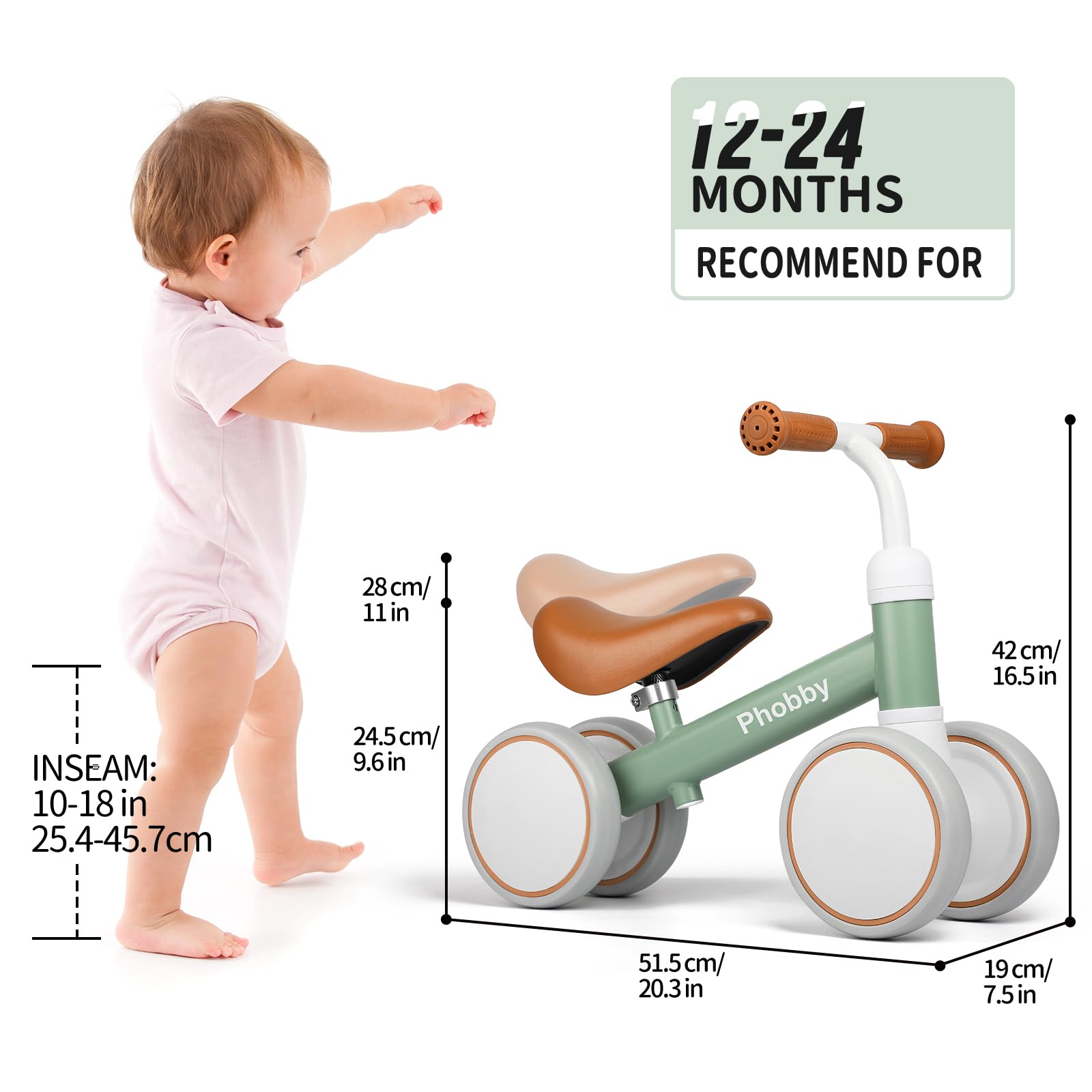 Phobby Baby Balance Bike safe steering limit reduces side slips.