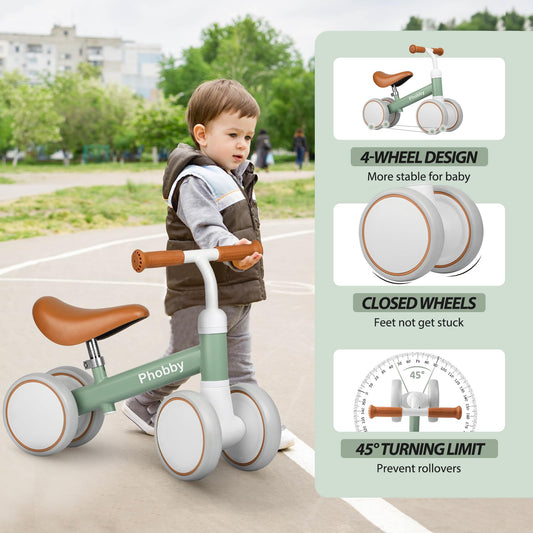 Phobby Baby Balance Bike seat adjustable for growing toddlers.