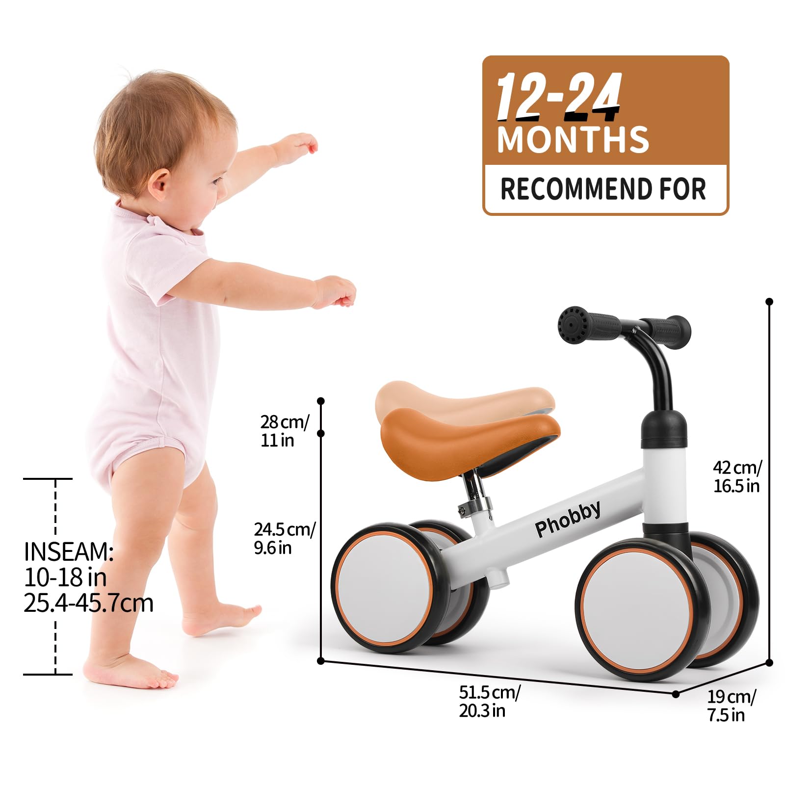 Phobby balance bike has closed wheels to protect tiny toes.