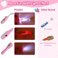 Phobby pink dentist tools image features kid-friendly medical play items