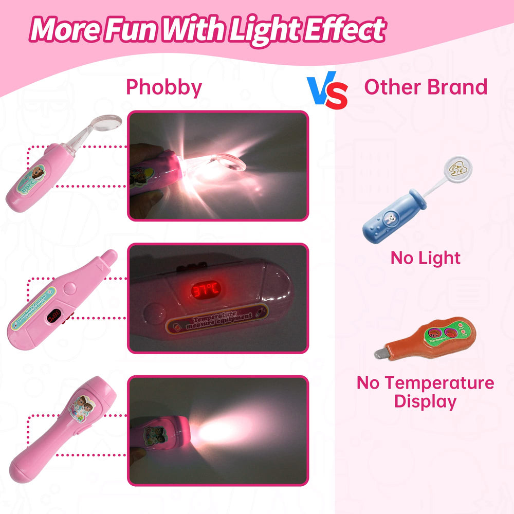 Phobby Kids Doctor Kit thermometer with light for realistic checks