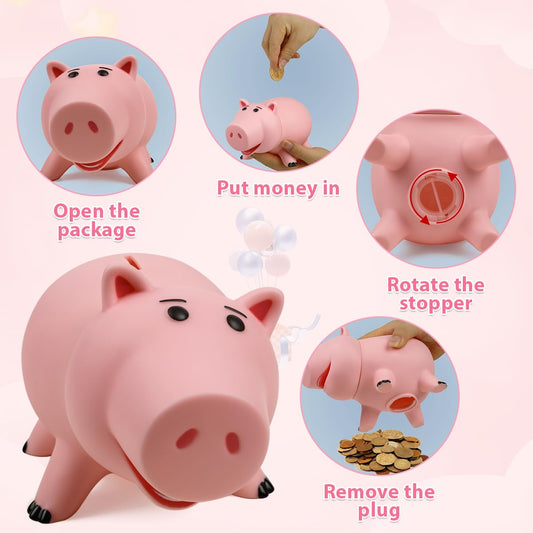 PHOCAS Piggy Bank durable plastic construction for lasting use in kids' rooms
