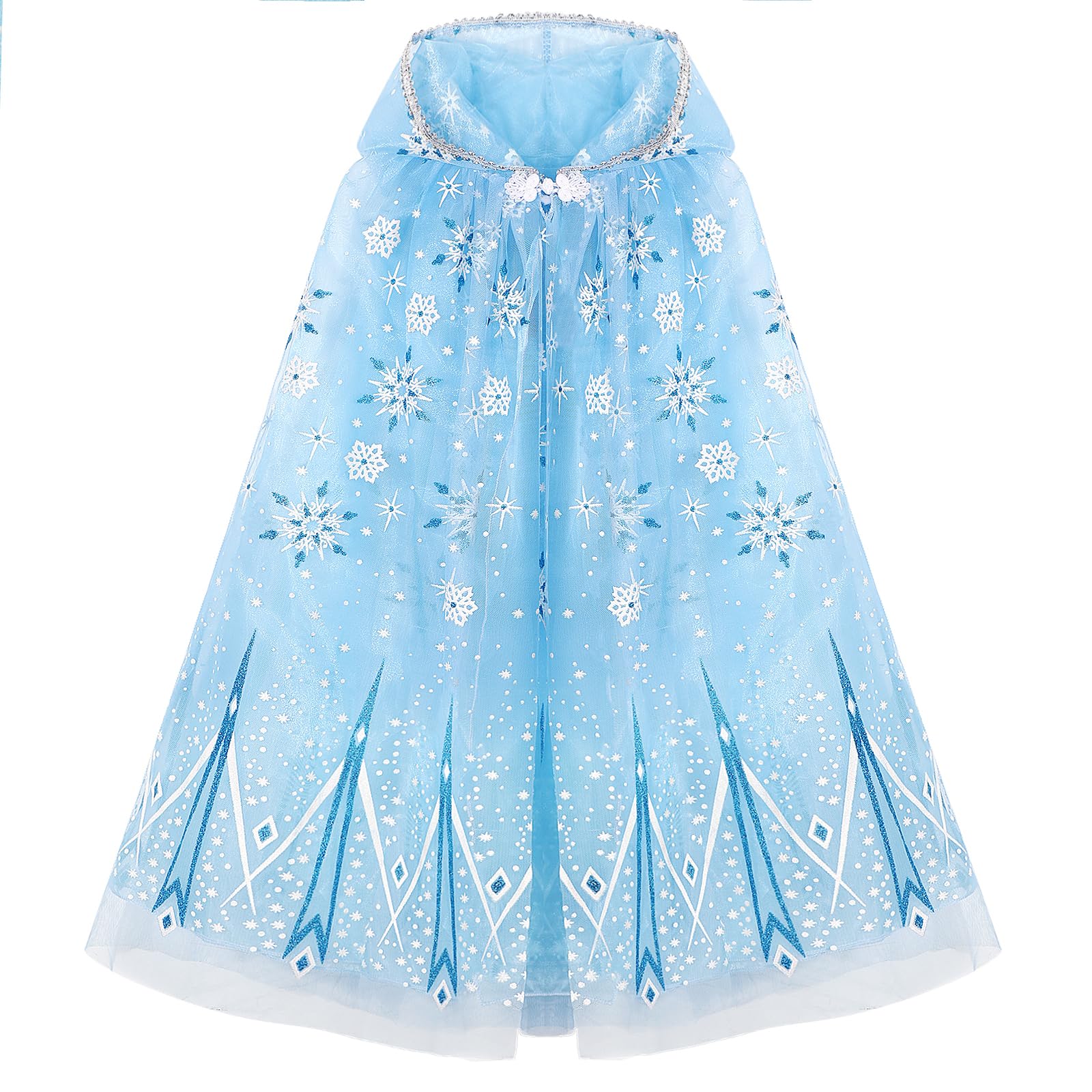 PHOGARY Snowflake Princess Cape blue with button closure for easy dress-up