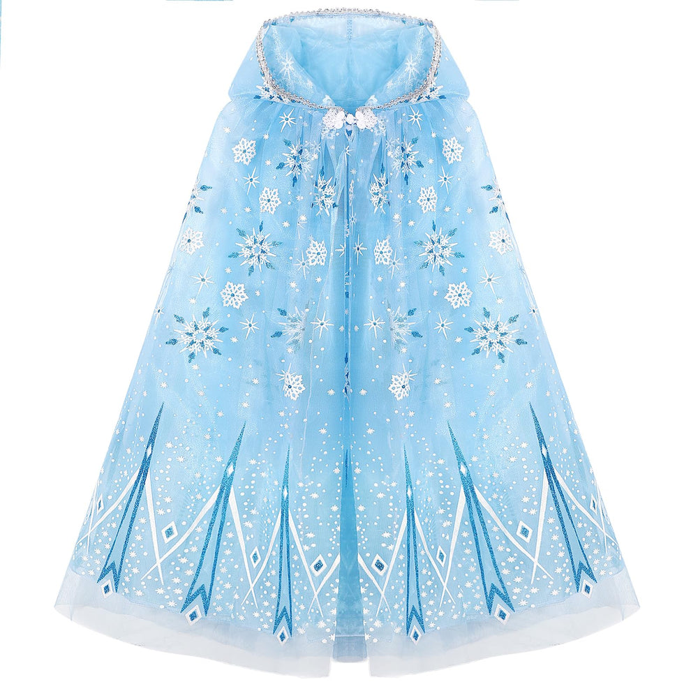 PHOGARY Snowflake Princess Cape blue with button closure for easy dress-up