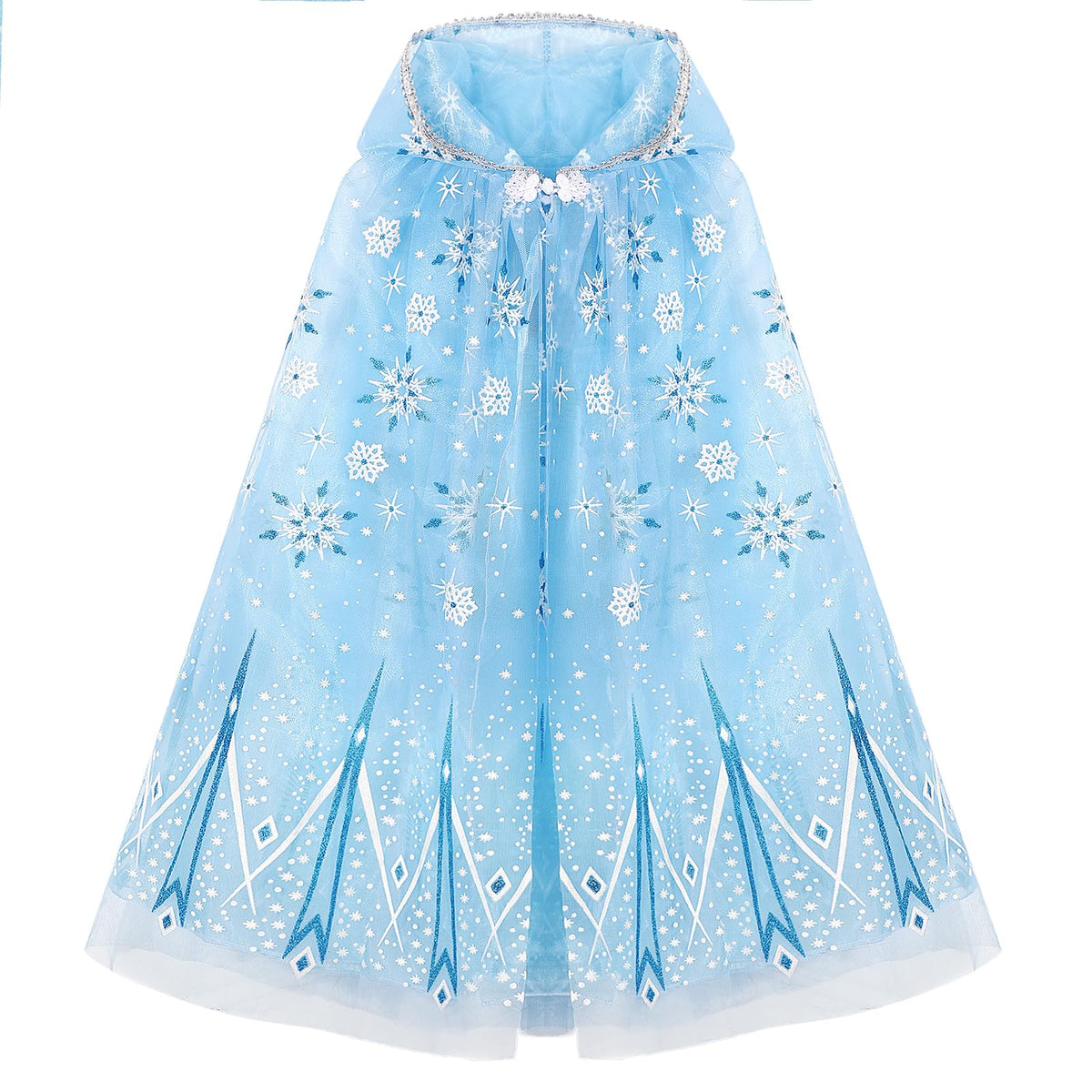 PHOGARY Snowflake Princess Cape blue with button closure for easy dress-up