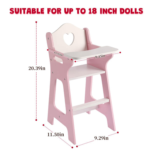 PHOKID doll high chair removable tray for easy role play meals