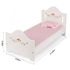 PHOKID rose-pattern frame adds delicate detail to the doll bed.