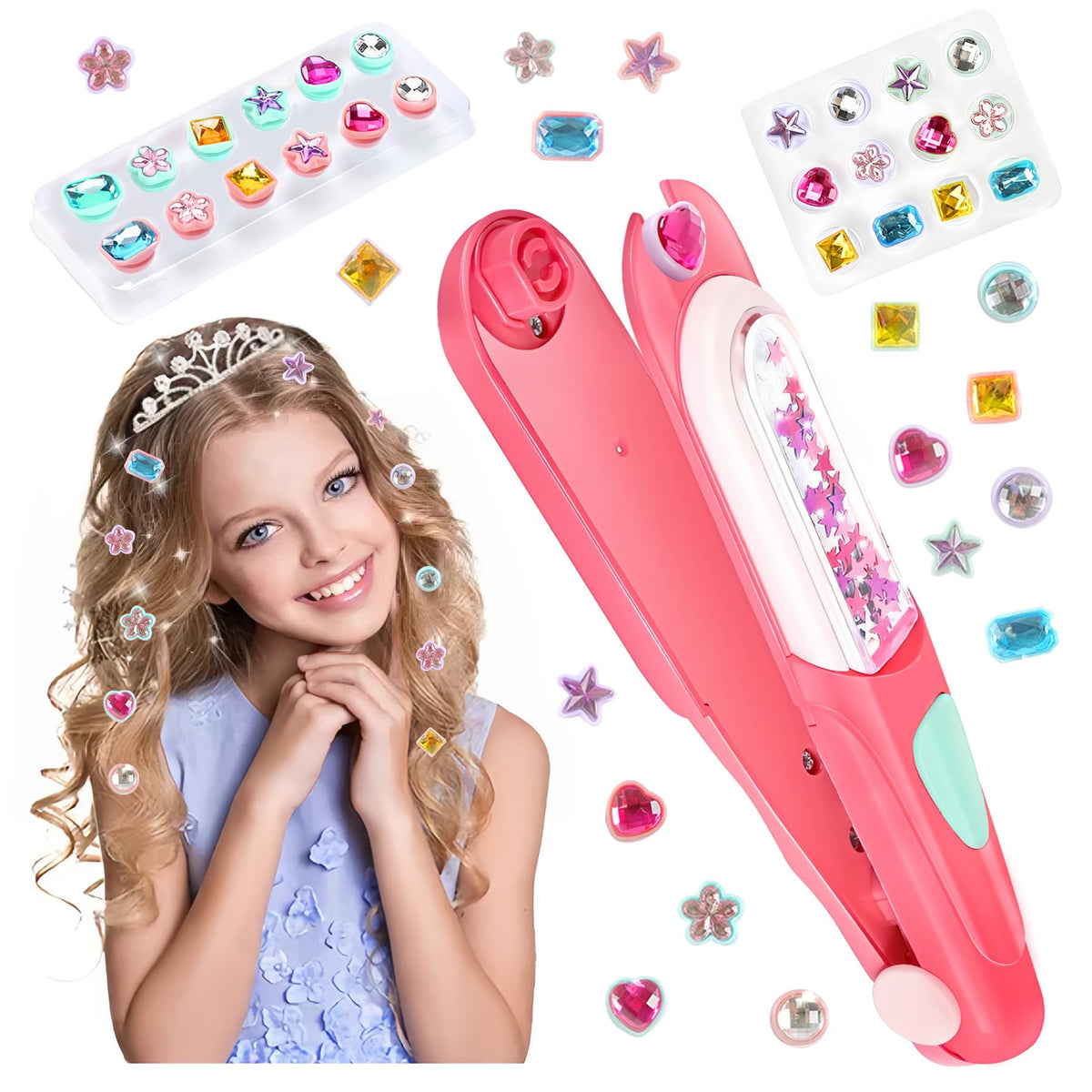 PHUSBLAY Hair Gem Stamper Kit front view for quick, glittery styling.