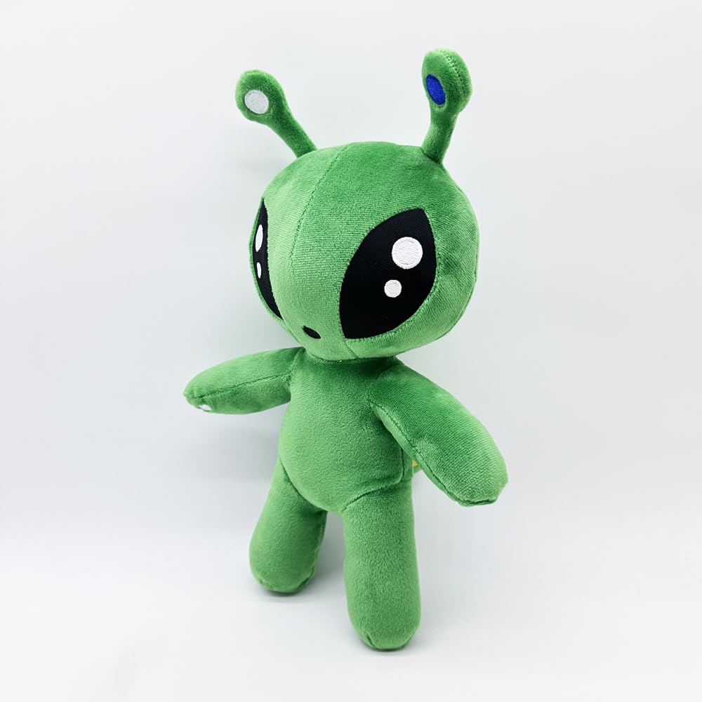 PHYDZFC 13-inch green alien plush back view, durable and ready for long-lasting companionship.