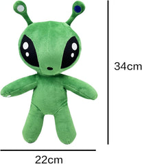 PHYDZFC 13-inch green alien plush side view, ideal for decorative bedside display and playful decor.