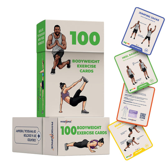 PhysioSpace 100+ bodyweight flashcards front cover for home workouts