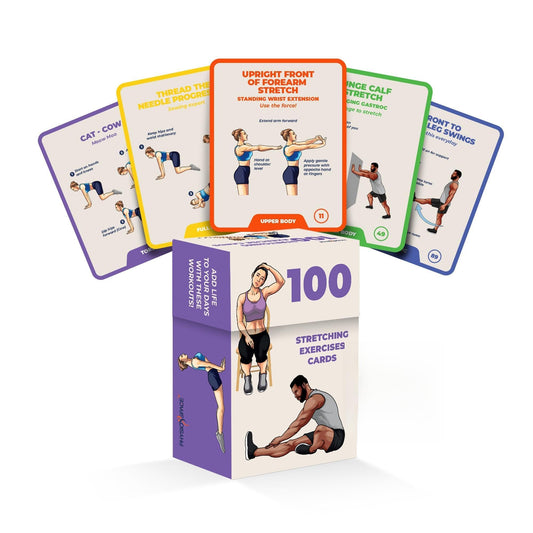 PhysioSpace 100 Stretching Flash Cards cover image, portable reference for everyday mobility.