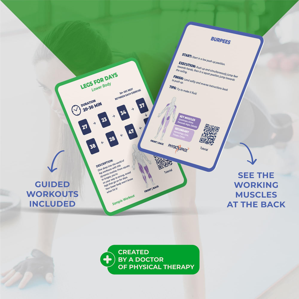 PhysioSpace desk exercise setup card illustrating desk-friendly use