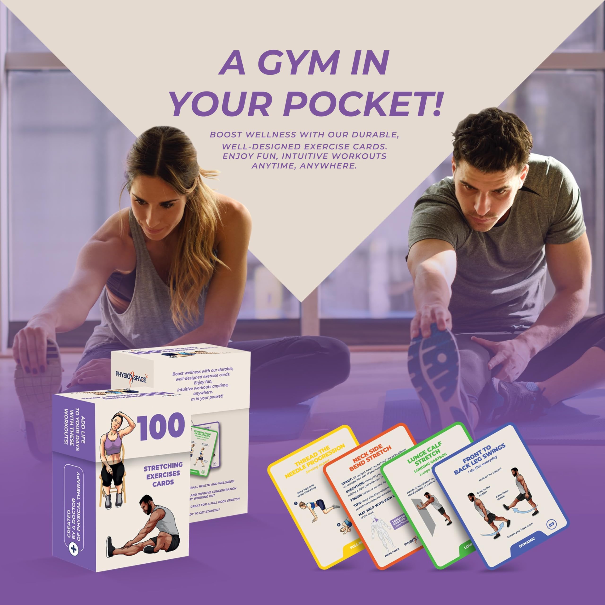 PhysioSpace foot-stretches flash-card, supports foot comfort during long days.