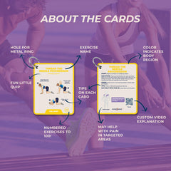 PhysioSpace quick-start-guide-flash-card, safety tips and usage ideas for effective stretching.