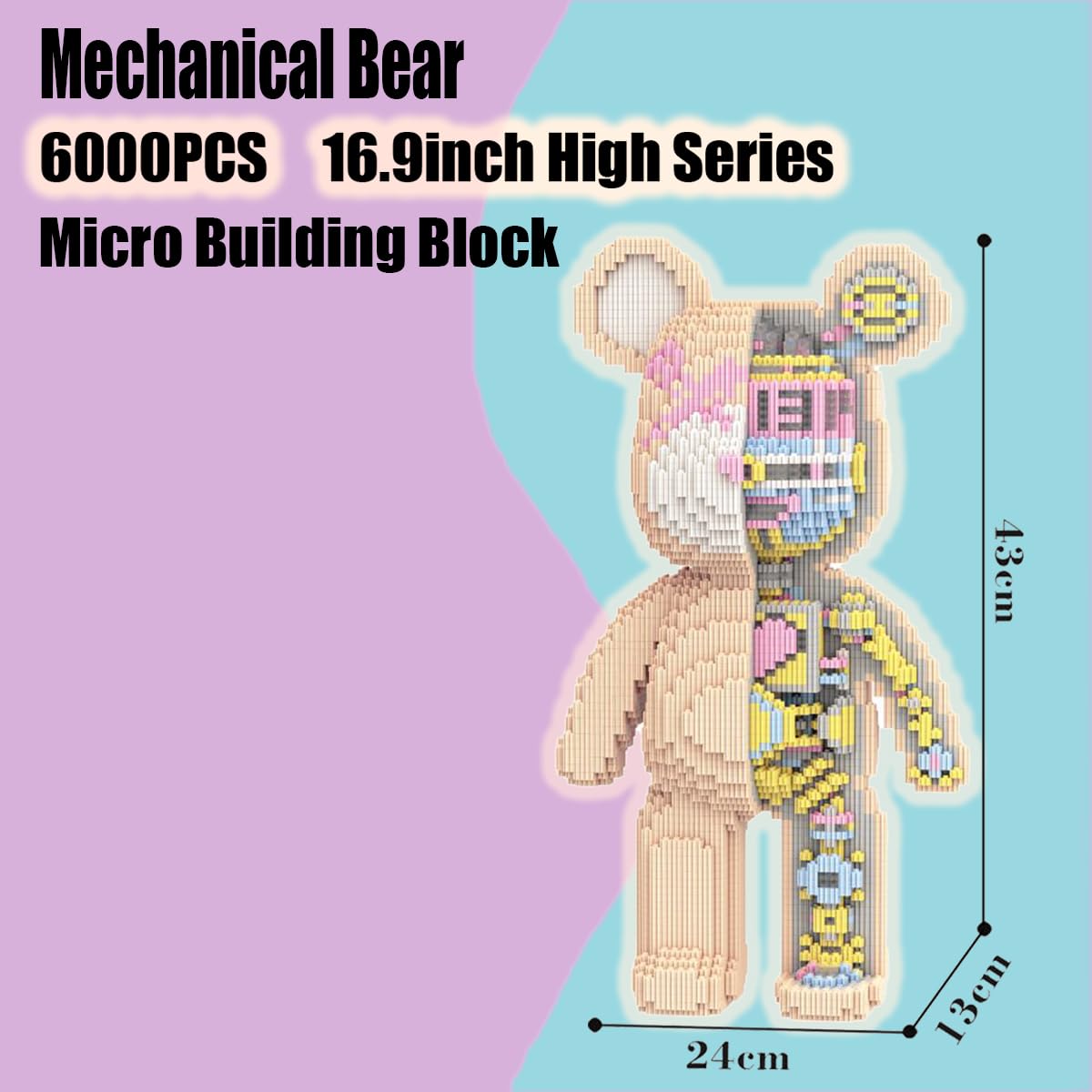PIANTION Animal Mechanical Bear outer fur texture detail highlighting inner mechanics for display