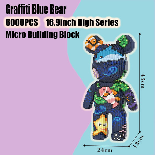 PIANTION blue bear figure shows a challenging build for adult hobbyists