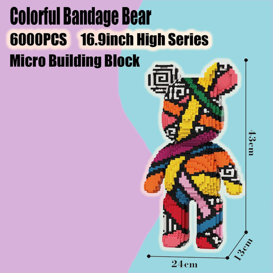 PIANTION micro building blocks create vibrant bear pattern, ideal for adult builders.