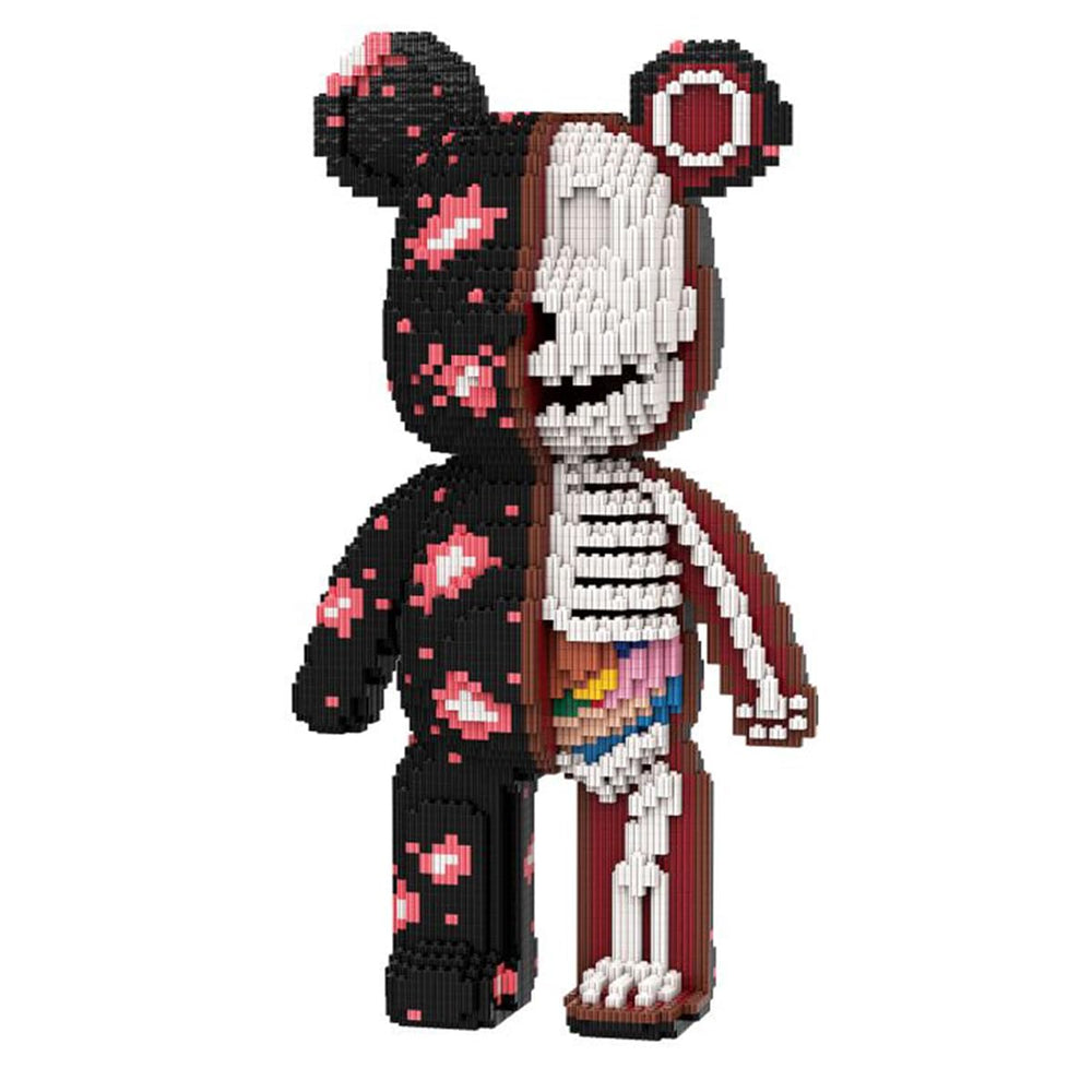 PIANTION Animal Graffiti Skeleton Bear, 16.9-inch display piece built with 6000 blocks.