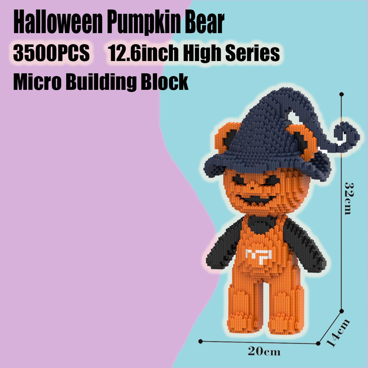 PIANTION Pumpkin Bear with Witch Hat build, ideal for adult hobbyists and collectors.