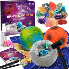PIBEX Gemstone Dig Kit: Earth-Moon-Mars planets hiding rocks for hands-on exploration