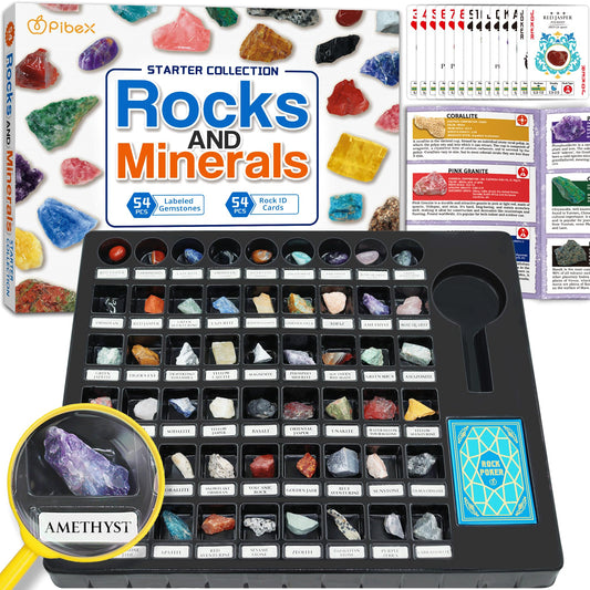 PIBEX Rock Collection polished gemstones, vibrant colors for hands-on learning and display.
