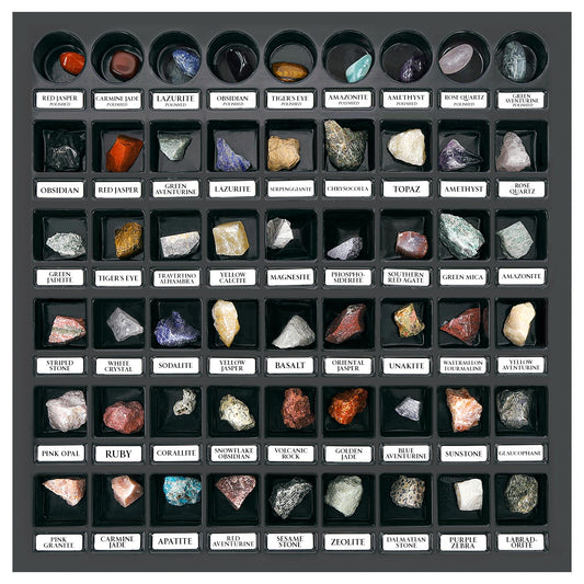 PIBEX Rock Collection raw crystals and rocks for exploration and sorting.