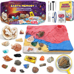 PIBEX Volcano and Ocean Dig Brick for hands-on fossil excavation and geology learning