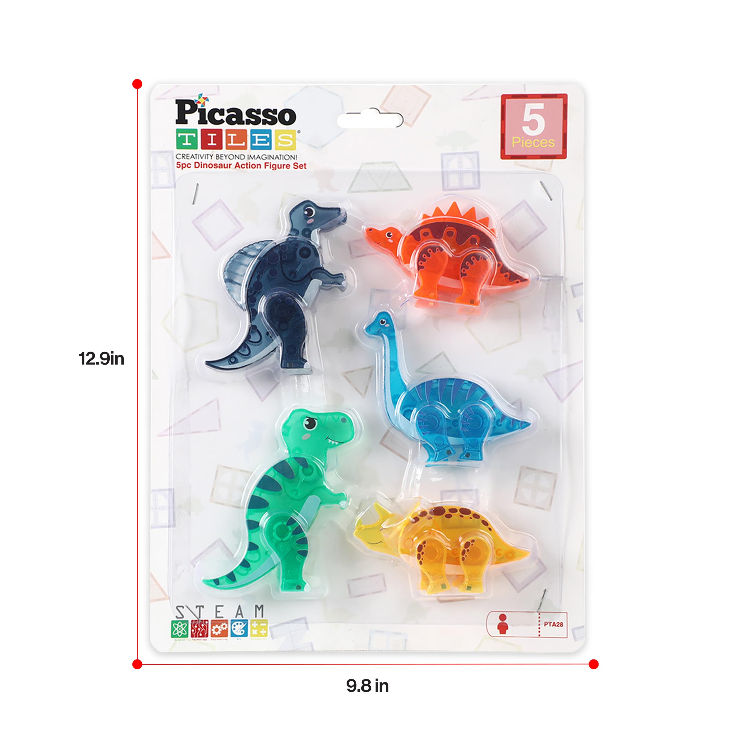 PicassoTiles kids building with dinos promotes collaborative play.