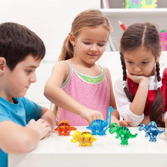 PicassoTiles Stegosaurus parts with interchangeable pieces for creative design.