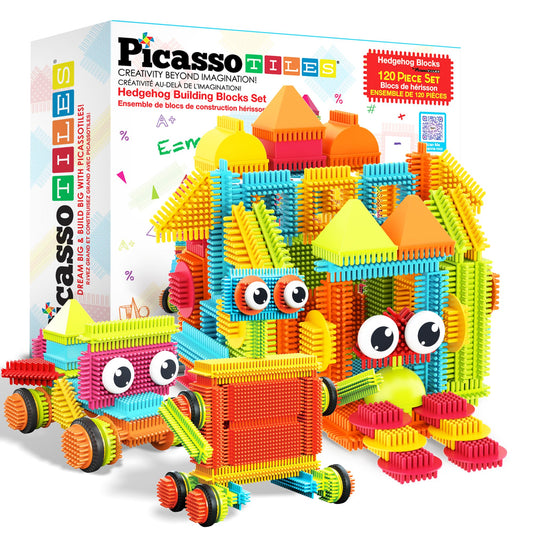 PicassoTiles Hedgehog blocks color-coding for early color recognition and design play.