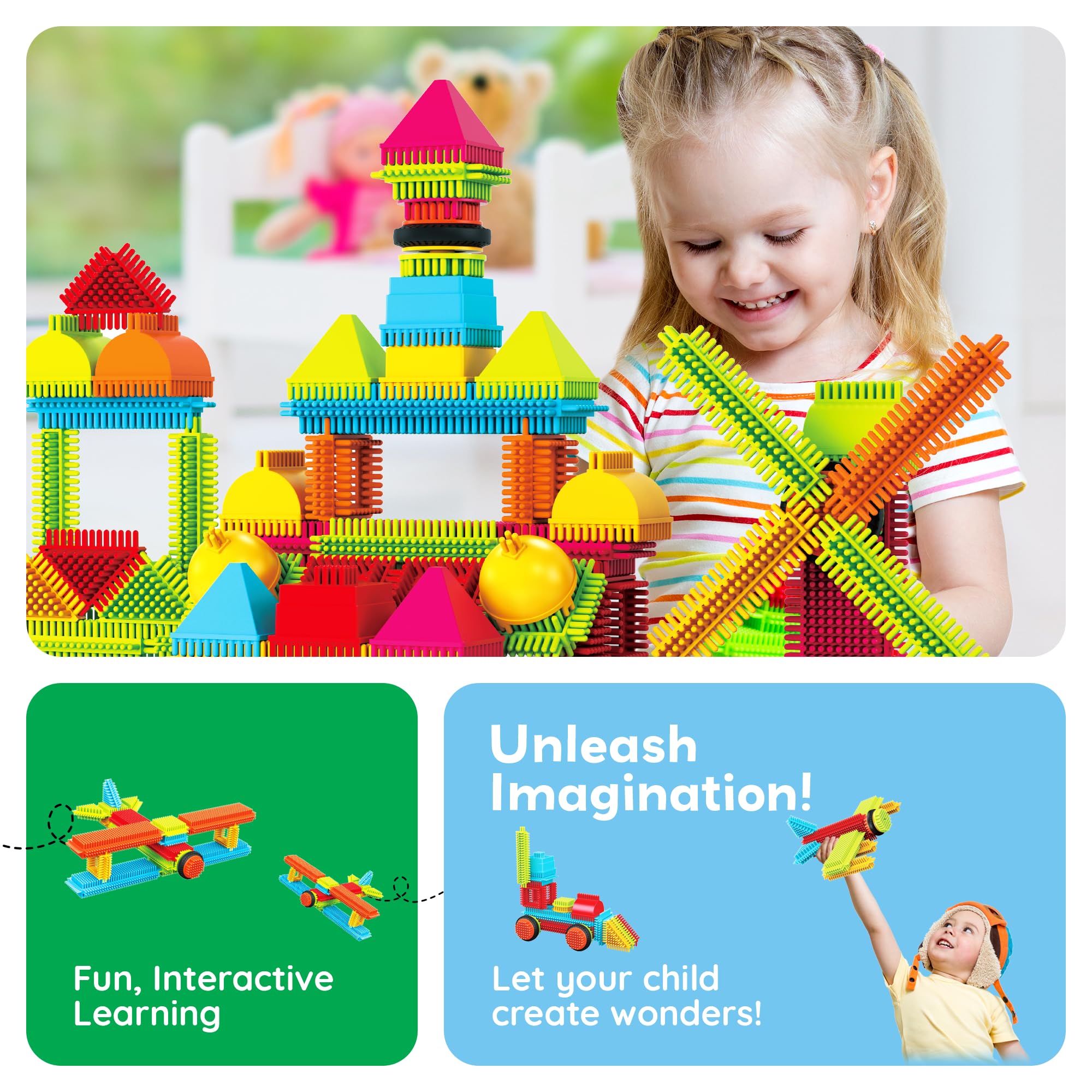 PicassoTiles Hedgehog blocks ideal for group play and collaborative creations.