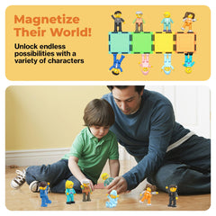 PicassoTiles family character scenes encourage creative role-playing and social interaction.
